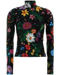 Gucci - Printed Sparkling Jersey Turtleneck Top - Lyst