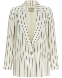 Peserico - Pinstripe Twill Blazer - Lyst