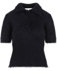 Marni - Short Sleeved Brushed Knitted Polo Top - Lyst