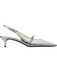 Tory Burch - Double T Metallic Pointed-Toe Pumps - Lyst