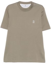 Brunello Cucinelli - Logo Embroidered Crewneck T-Shirt - Lyst