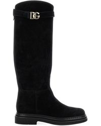Dolce & Gabbana - Logo Plaque Round Toe Boots - Lyst