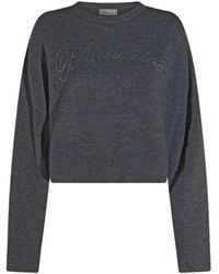 Blumarine - Logo Embellished Cropped Sweatershirt - Lyst