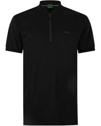 BOSS - Halfzip Standcollar Shortsleeve Top - Lyst