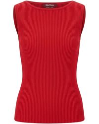 Max Mara - Solid-Colored Sleeveless Knit Top - Lyst