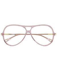 Chloé - Chloé Eyewear Pilot-Frame Double Bridge Glasses - Lyst