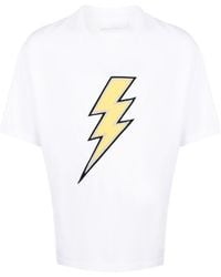 Neil Barrett - Thunderbolt-Embroidered Cotton T-Shirt - Lyst