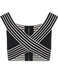 Elisabetta Franchi - Striped Banded Top - Lyst
