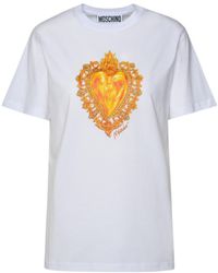 Moschino - Heart-Print Cotton T-Shirt - Lyst