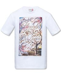 McQueen - Nature-Print Cotton T-Shirt - Lyst