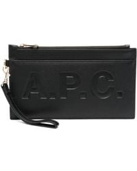 A.P.C. - Logo-Debossed Zipped Clutch Bag - Lyst