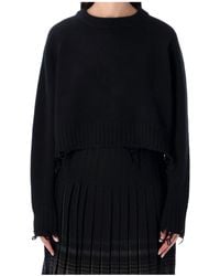 Low Classic - Damaged Cropped Knitted Sweater - Lyst