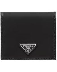 Prada - Logo Plaque Bi-Fold Wallet - Lyst