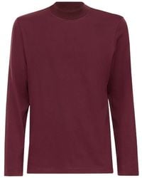 Brunello Cucinelli - Cotton Jersey Long Sleeve Mock Neck T-Shirt - Lyst