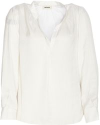 Zadig & Voltaire - Gathered-Detailed V-Neck Shirt - Lyst