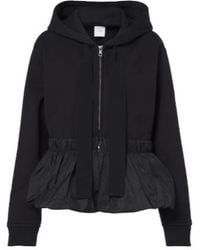 Patou - Peplum Cotton Zip-Up Hoodie - Lyst