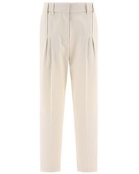 Brunello Cucinelli - Straight-Leg Cropped Trousers - Lyst