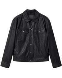 AllSaints - Taishi Leather Varsity Bomber Jacket - Lyst