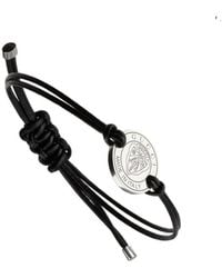 Gucci - Crest Leather Cord Bracelet With Charm - Lyst