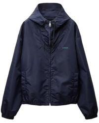 Versace - Logo Embroidered Hooded Windbreaker - Lyst