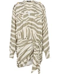 Balmain - Draped Zebra Print Dress - Lyst