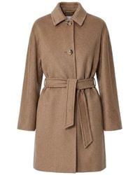 Max Mara - Camel Coat With Belt - Lyst