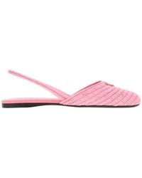 Prada - Triangle-Logo Crochet Ballet Flats - Lyst