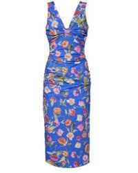 Carolina Herrera - Floral Gathered Cotton-Blend Midi Dress - Lyst