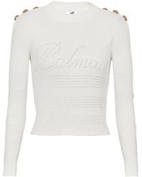 Balmain - Signature Logo-Embellished Crewneck Jumper - Lyst