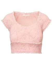 LoveShackFancy - Cambron Ruffled Crop Top - Lyst