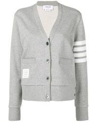 Thom Browne - Logo Patch 4 Bar Sleeve Cardigan - Lyst