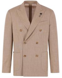 Lardini - Double-Breasted Long Sleeved Blazer - Lyst