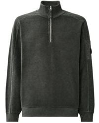 C.P. Company - Brushed Emerized Diagonal Fleece Half Zip Lens Sweatshirt - Lyst