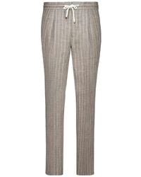 Brunello Cucinelli - Striped Linen Trousers - Lyst