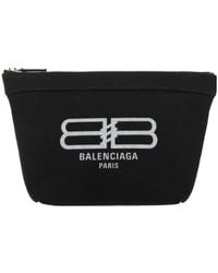 Balenciaga - Logo-Print Cotton Makeup Bag - Lyst