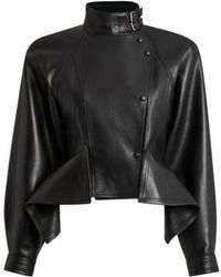 Balmain - Iconica Peplum Leather Jacket - Lyst