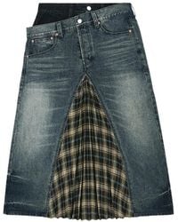 ANDERSSON BELL - Pleated Patchwork Denim Midi Skirt - Lyst