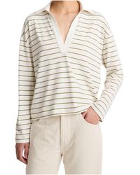 Vince - Striped V-Neck T-Shirt - Lyst