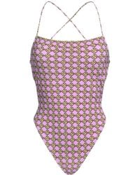 Tory Burch - Logo-Print One-Piece Swimsuits - Lyst