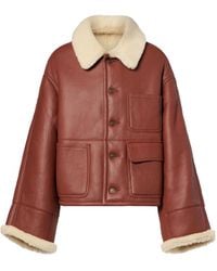 Victoria Beckham - Lapel Long-Sleeved Leather Jacket - Lyst