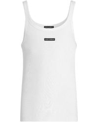 Dolce & Gabbana - Cotton Ribbed Logo Tank Top - Lyst