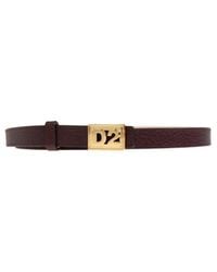 DSquared² - Logo-Plaque Pebbled Leather Belt - Lyst
