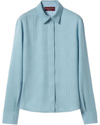 Gucci - Monogram Jacquard Long Sleeved Shirt - Lyst