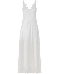 Carine Gilson - Lace-Trimmed Floral-Embroidered Silk-Satin Nightdress - Lyst