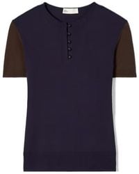 Tory Burch - Short-Sleeve Buttoned Wool T-Shirt - Lyst