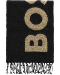 BOSS - Logo-Intarsia Knit Scarf - Lyst
