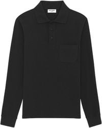 Saint Laurent - Button Detailed Long-Sleeved Polo Shirt - Lyst