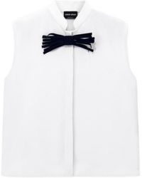 Giorgio Armani - Bow-Detail Sleeveless Shirt - Lyst