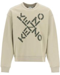 KENZO - Sport Ovrsize X Logo Crw Swt Brwn - Lyst