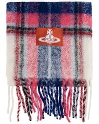 Vivienne Westwood - Logo Patch Checked Fringed Scarf - Lyst